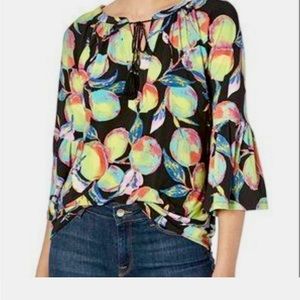 Pappagallo-Kelsi Bell Sleeve Pullover Tassel Top-Sz M EUC